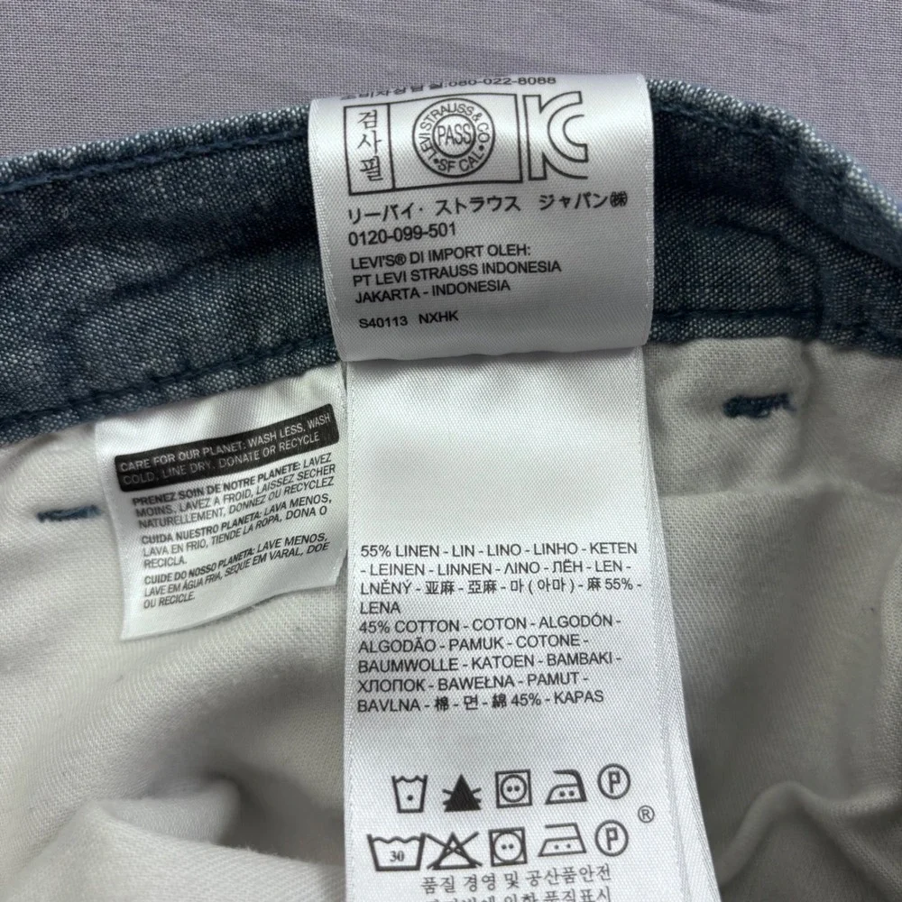 Levis‎ Mens Blue Linen Cotton Blend Chino Shorts Size 42 S40196 Chambray Style